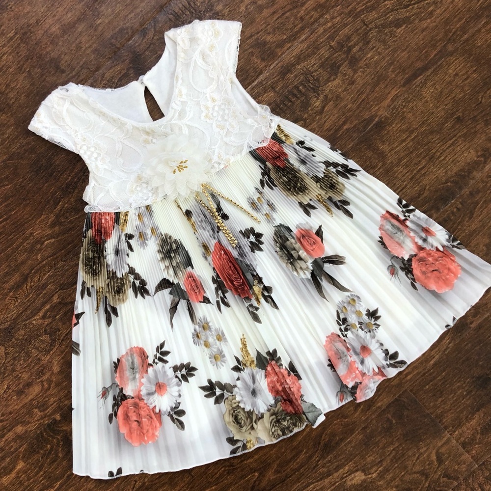 Floral Pleated Toddler Dress